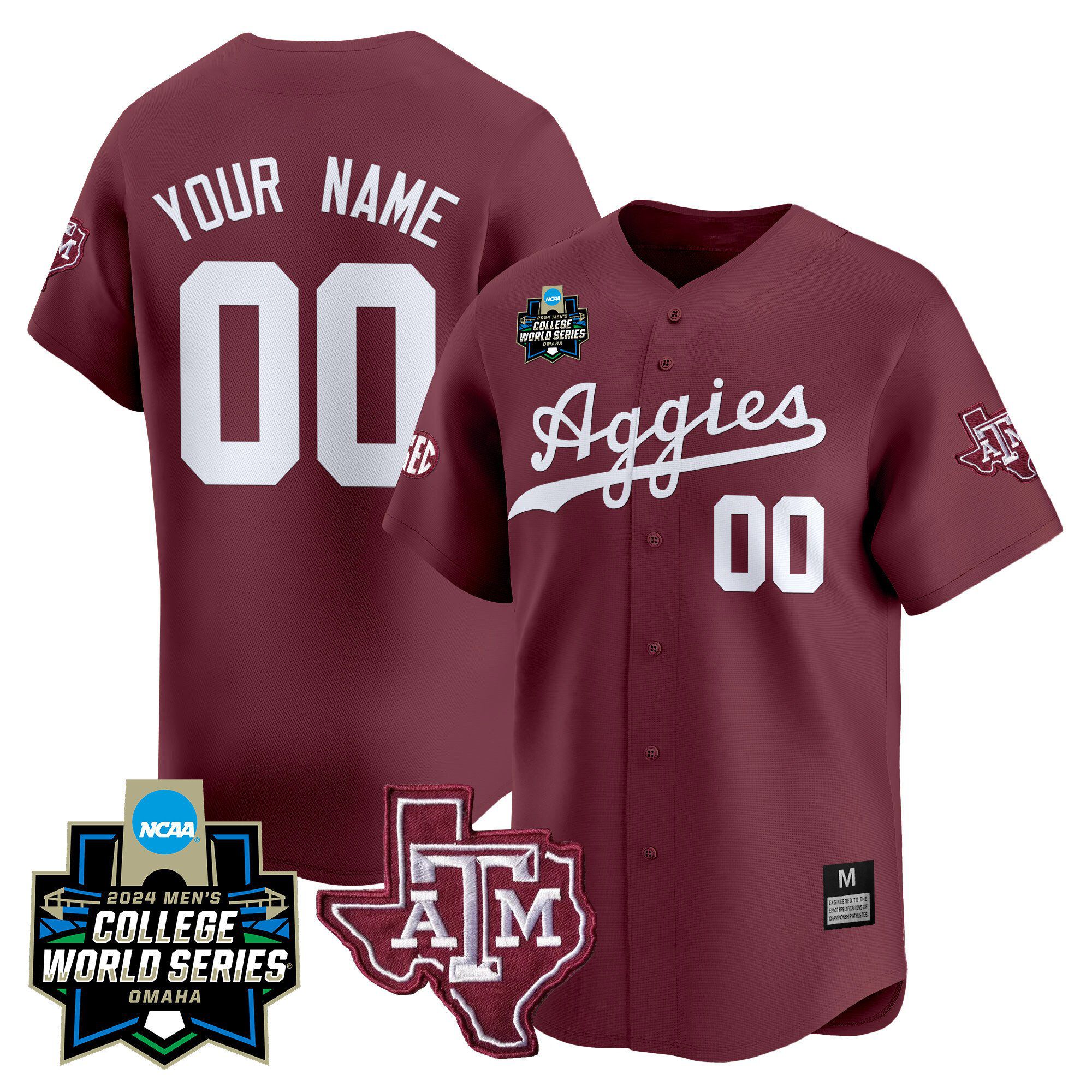 Men Texas A&M Aggies Red 2024 College World Series Vapor Premier Limited Custom NCAA Jersey